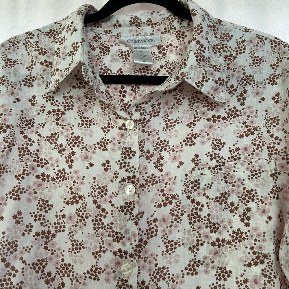 Chadwicks Pink and Brown Floral Shirt